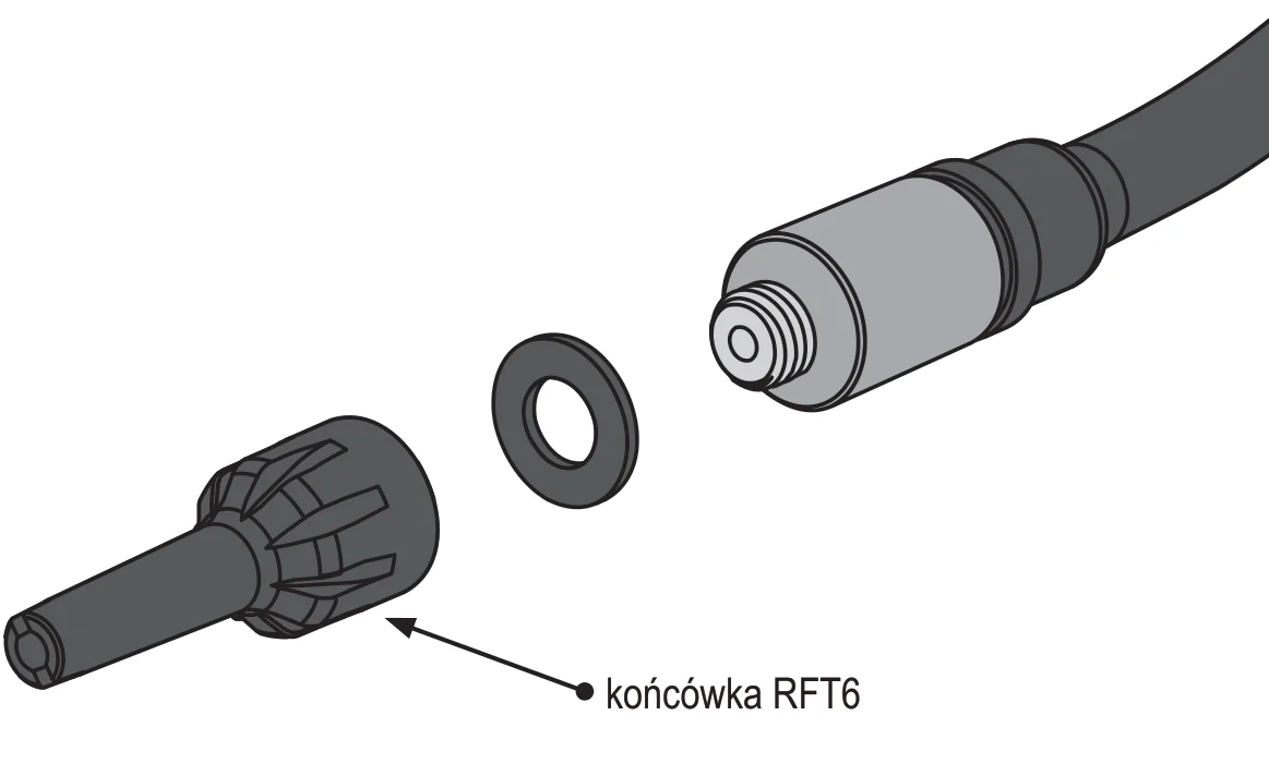 Końcówka filtrująca RFT6, uszczelka i gwint na końcu sondy DR82